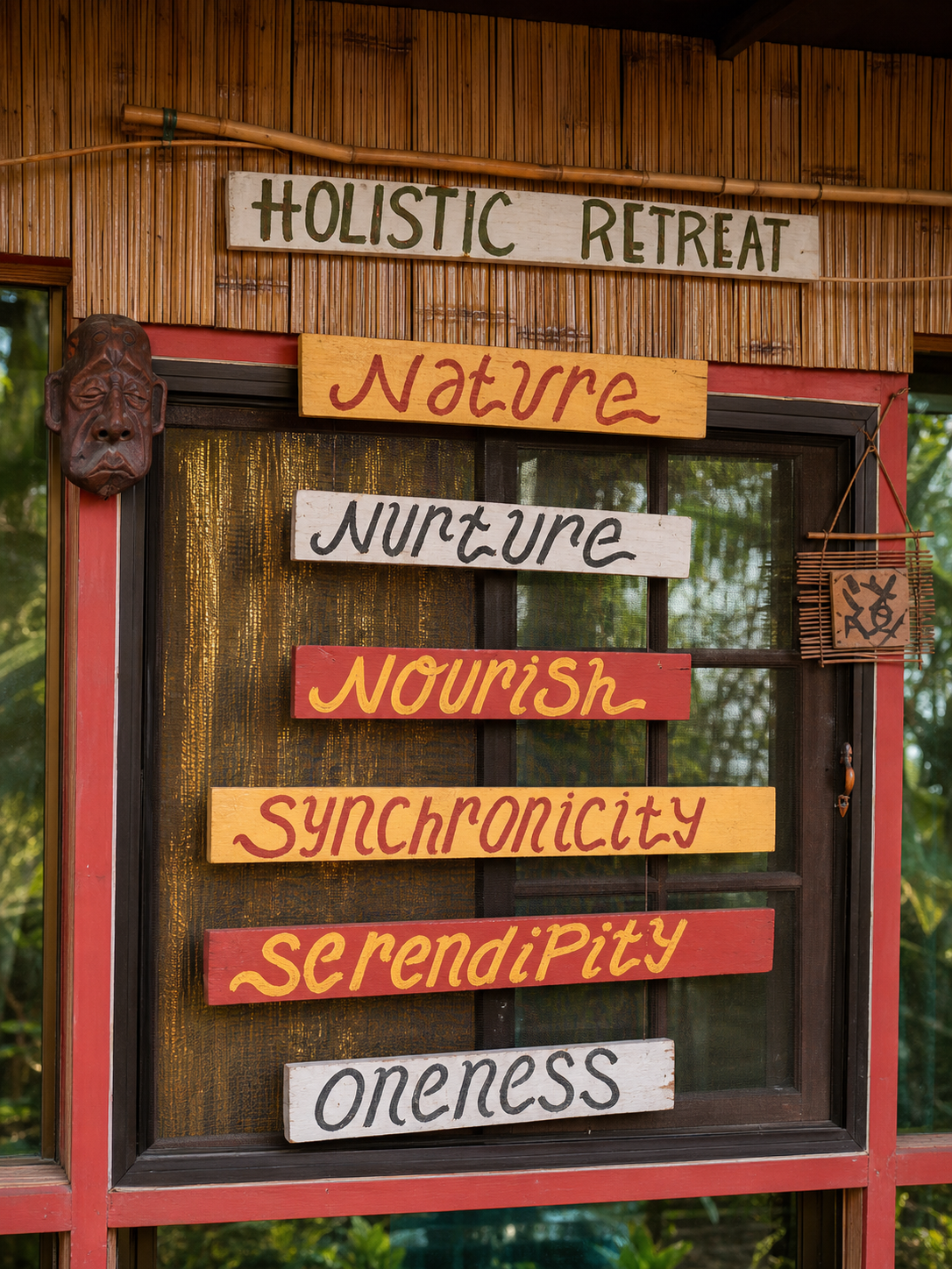 Rustic retreat entrance at The Secret Sanctuary